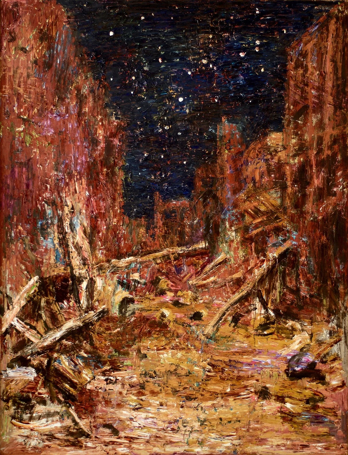 Nocturne en '45, 2002, huile sur bois, 200x153 cm