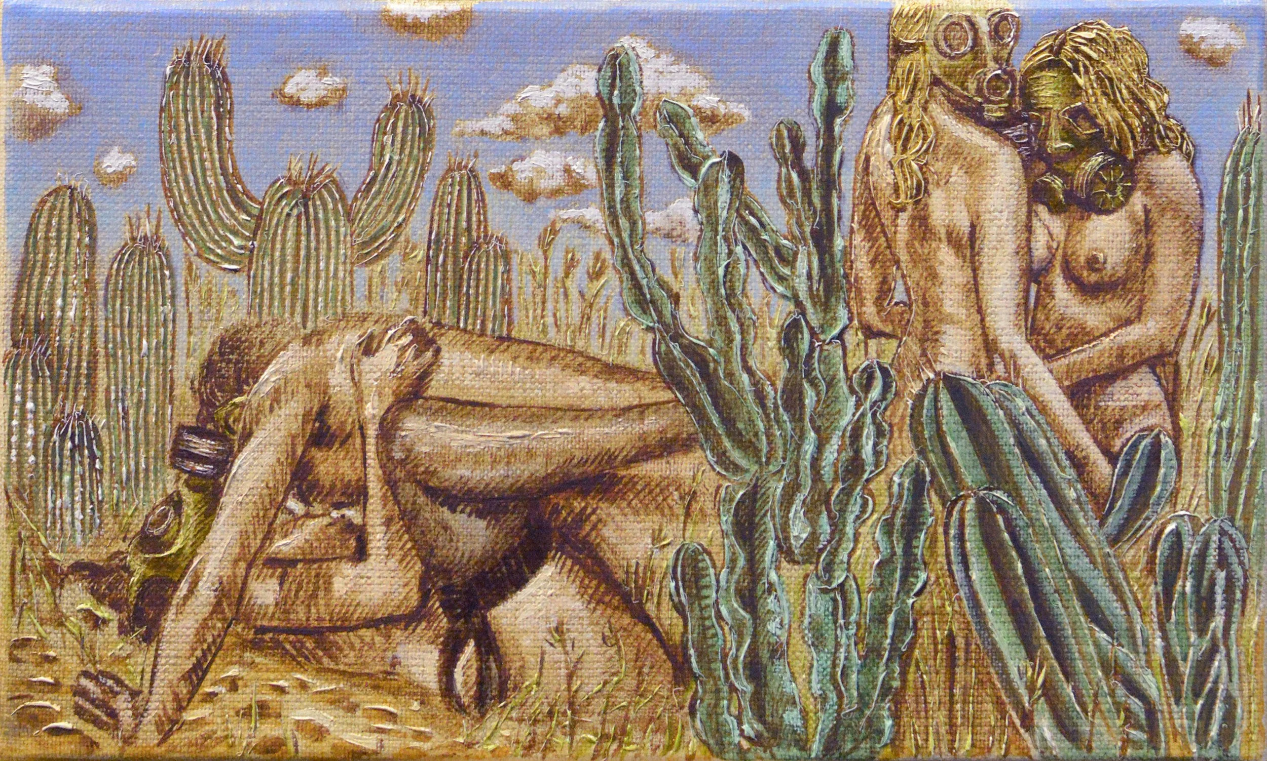 L'amour au temps du Covid III, 2020, huile sur toile, 16x27 cm