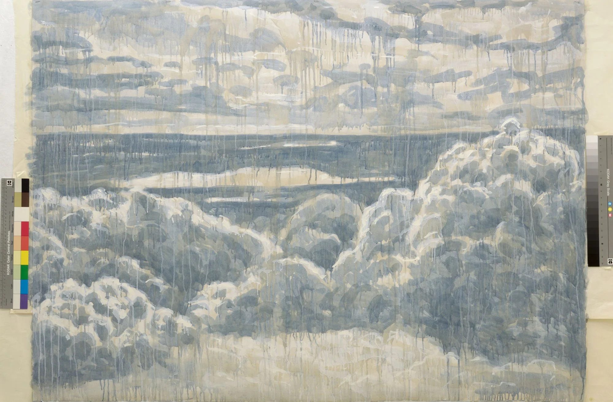 Nuages, 2012, huile sur papier, 100x150 cm