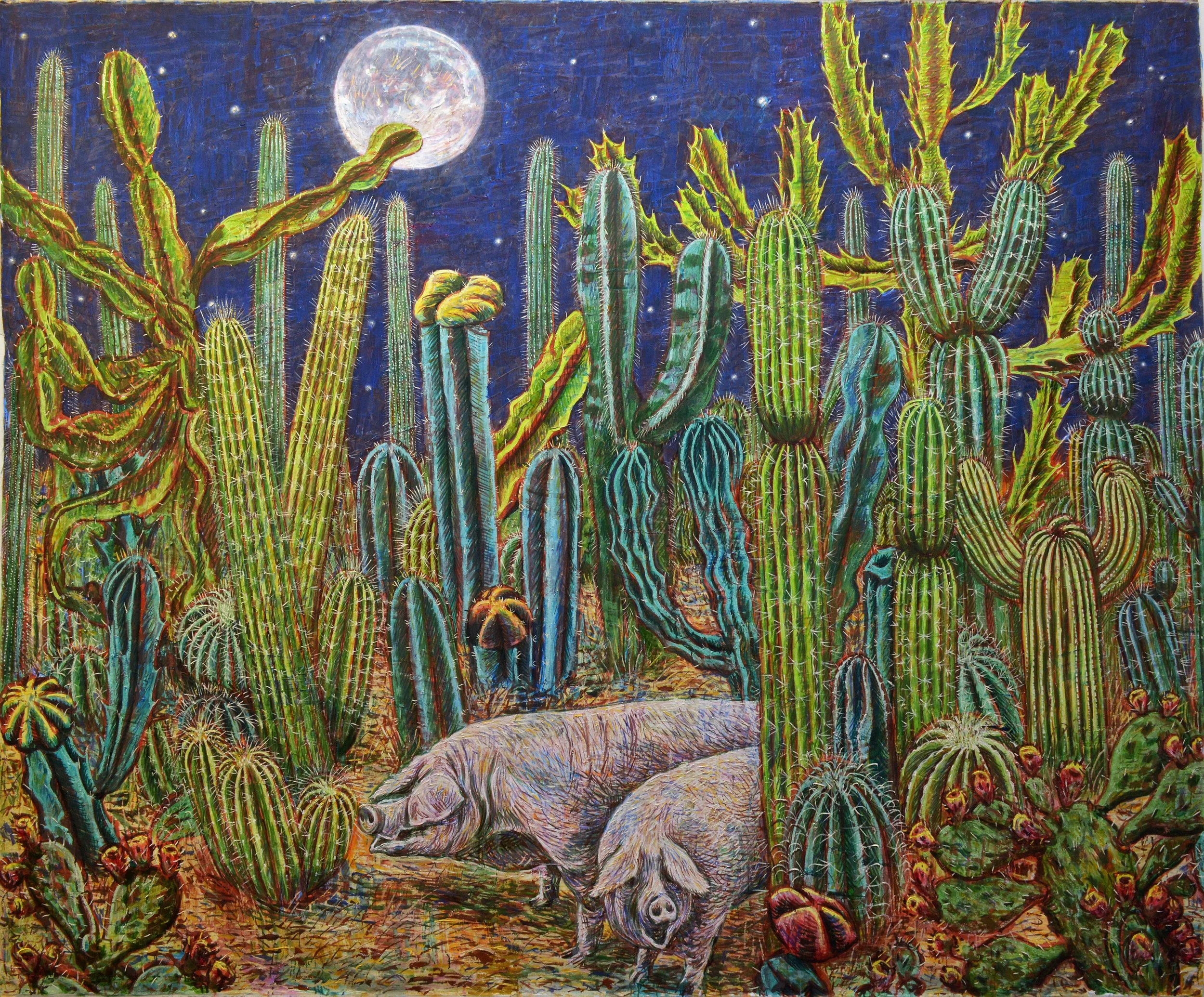 During Big Moon, 2019, huile sur toile, 210x250 cm