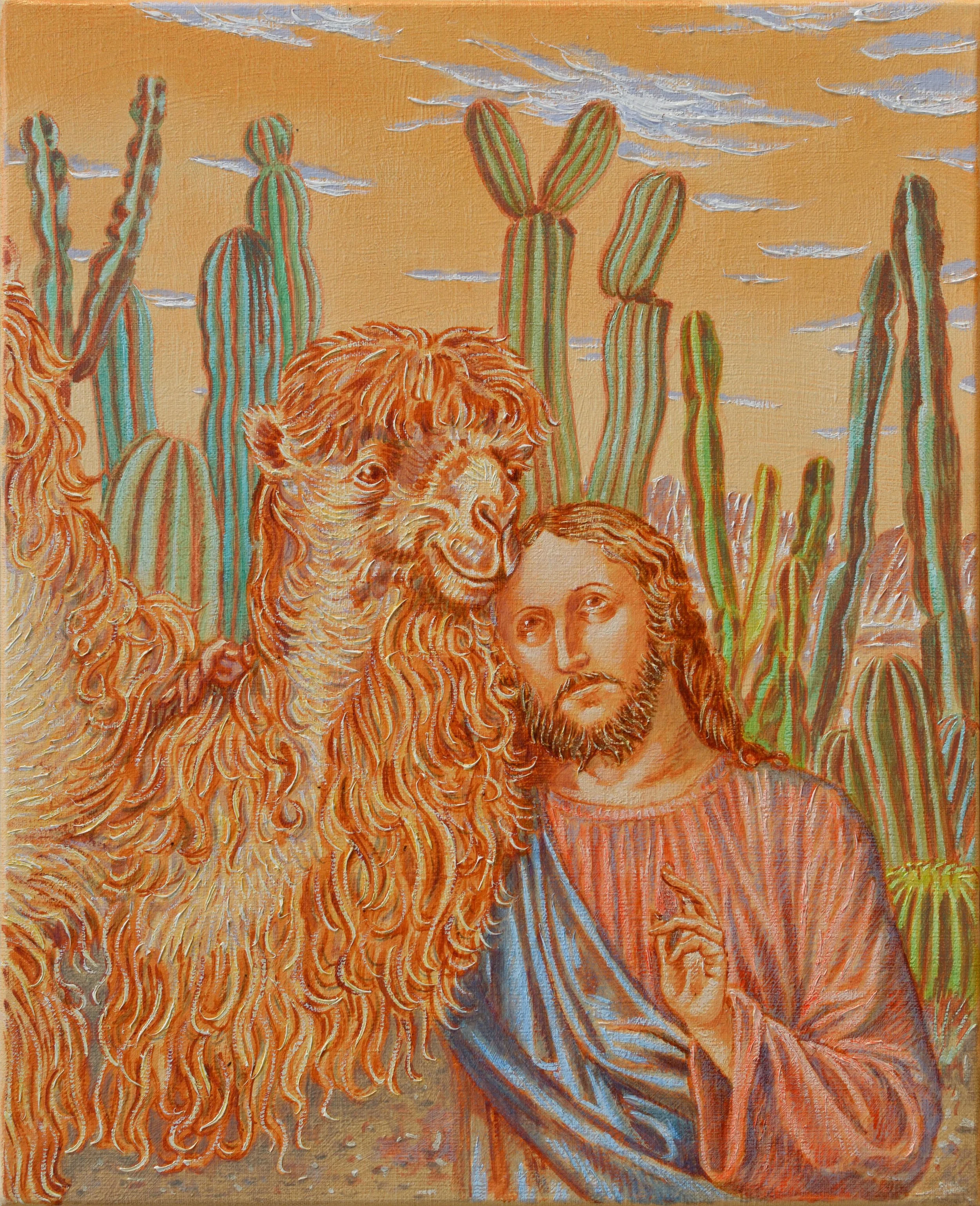 Jésus dans le désert, 2021, huile sur toile, 41x33 cm