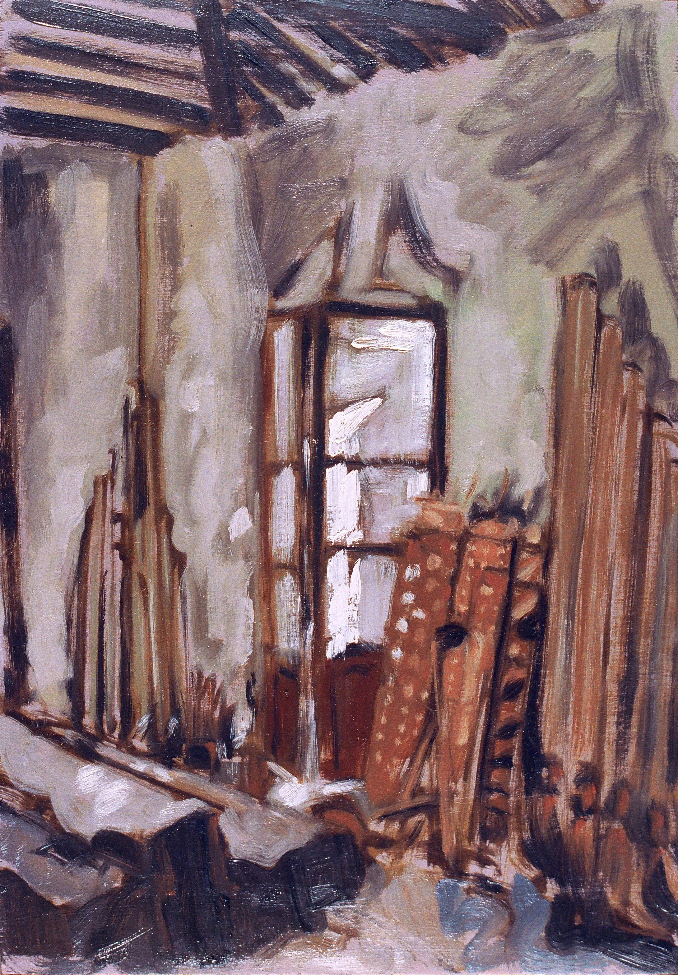Orgue démonté, 1994, huile sur bois, 40x28 cm