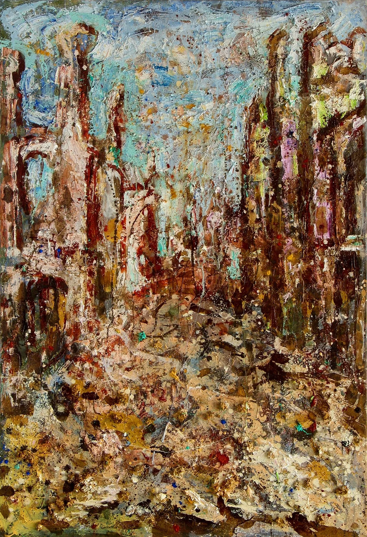 In strada, 2005, huile sur toile, 133x91 cm