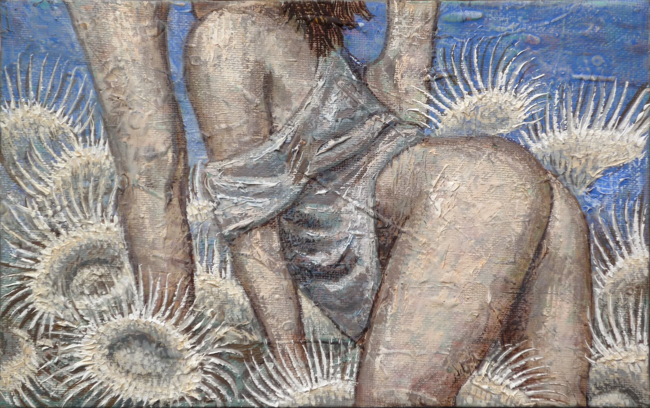 Chemisier bleu, 2016, Huile sur toile, 14x22 cm