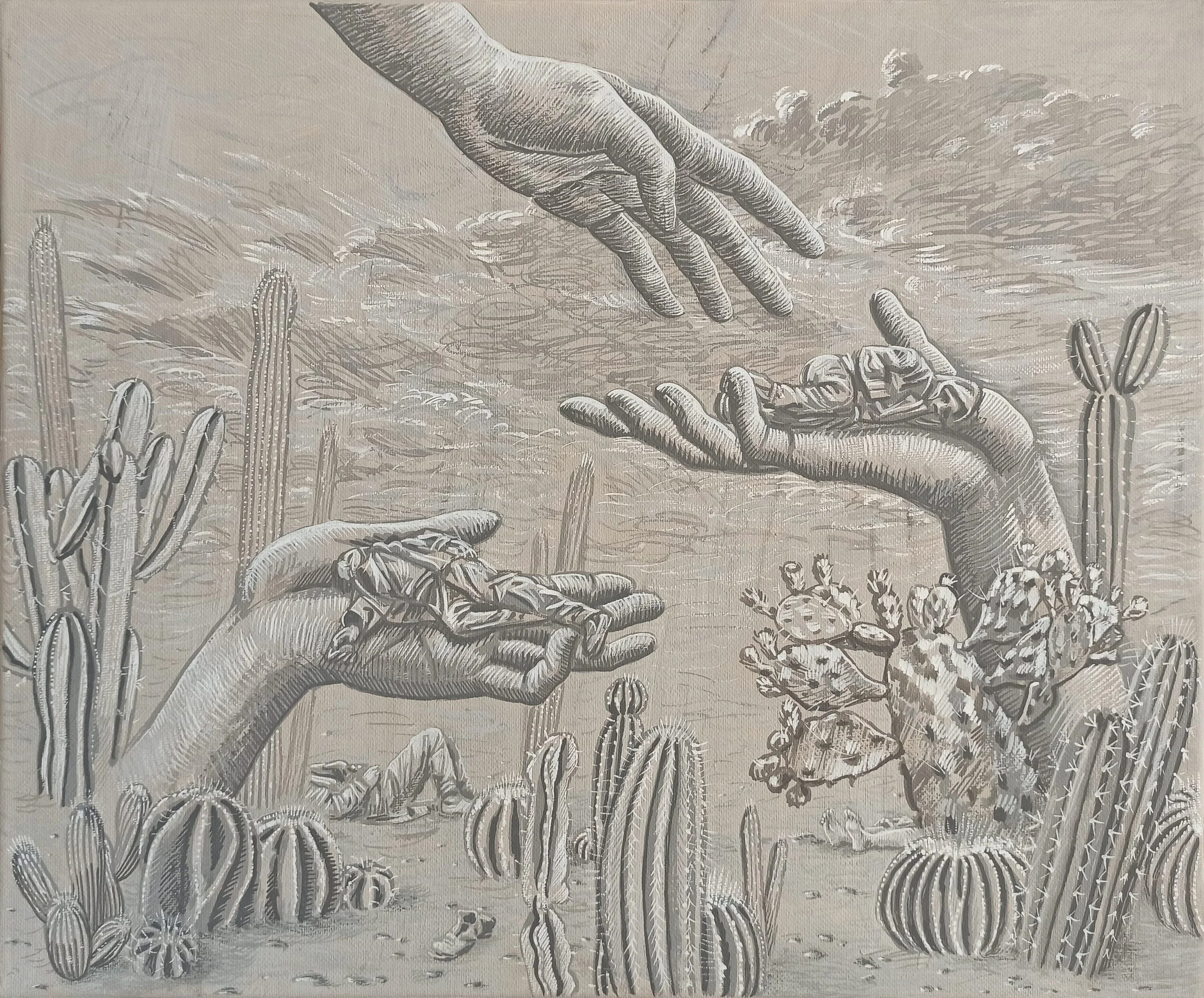 Abandonnés, 2020, gouache sur toile, 38x46 cm