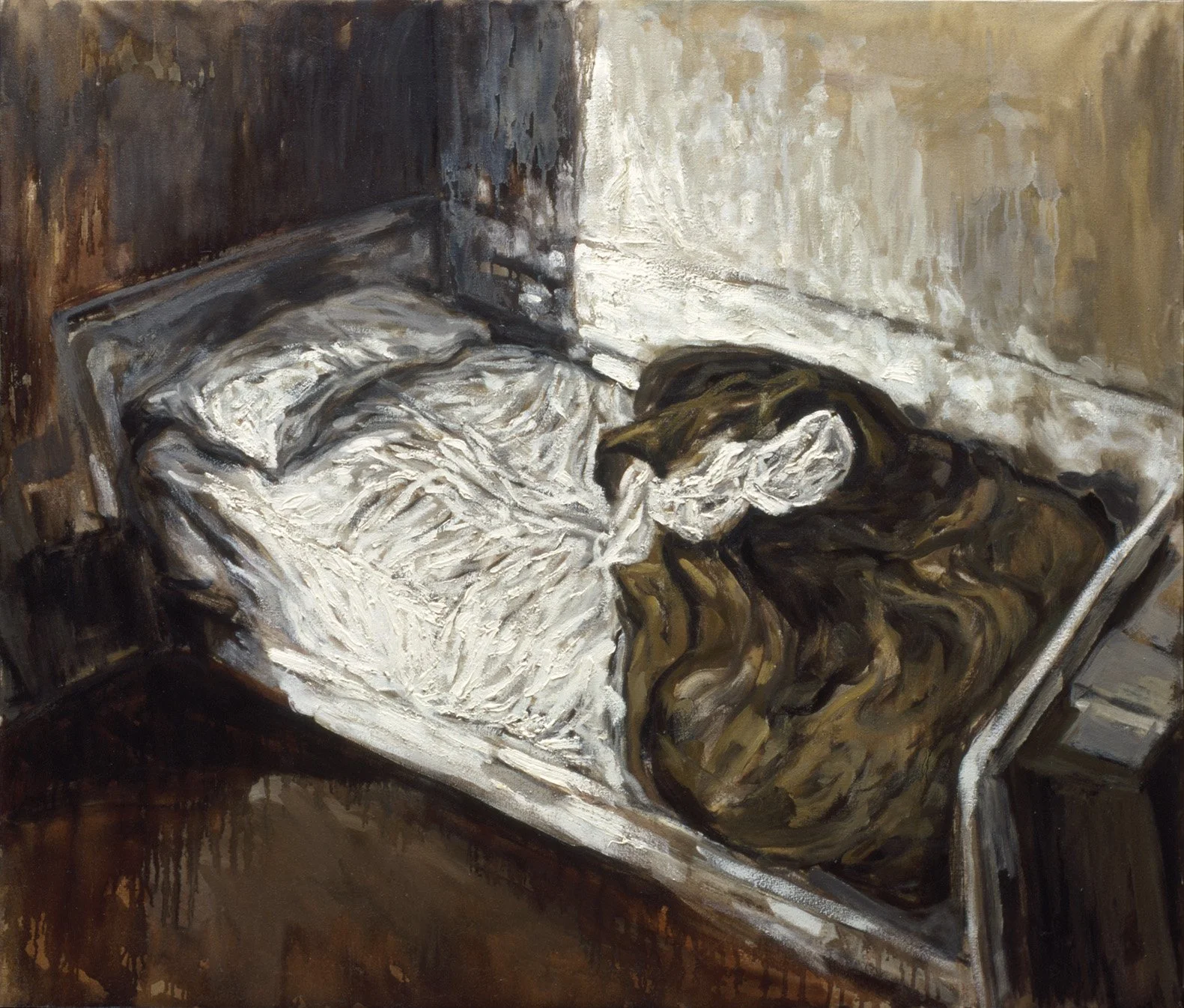 Lit défait, huile sur toile, 1995, 80x95 cm