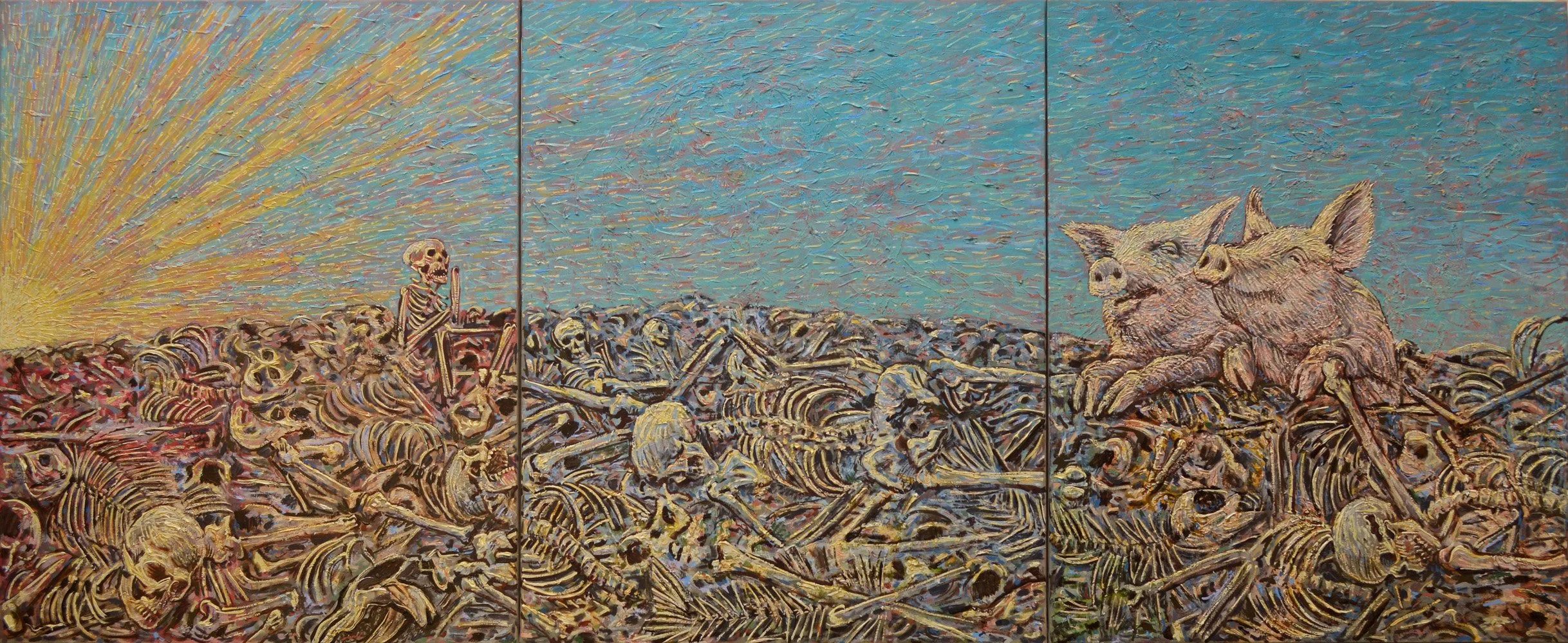 Time passing, 2018, huile sur toile, 100x243 cm