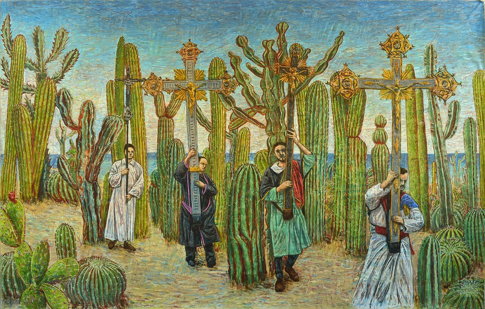 Processione delle croci, 2019, huile sur toile, 165x250 cm