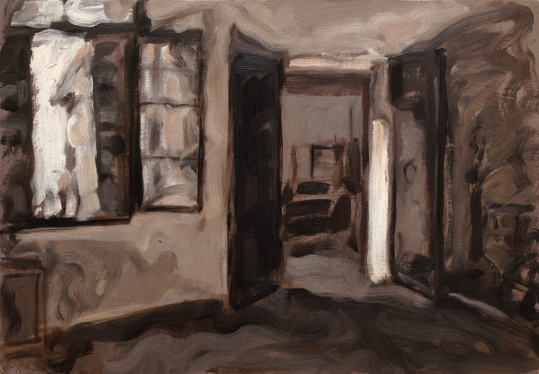 Fenêtre et porte, 1994, huile sur bois, 27,5x40