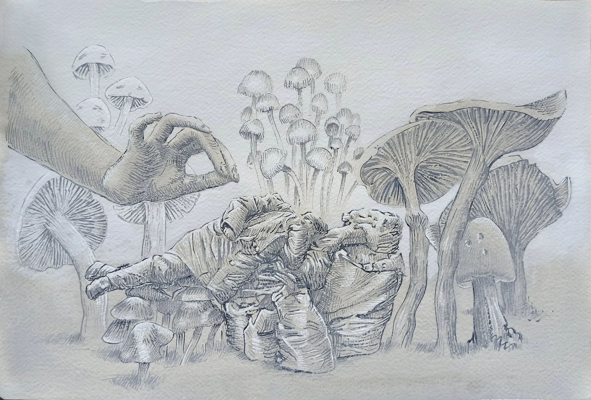 Abandonnés I, 2020, gouache sur papier, 30x42 cm