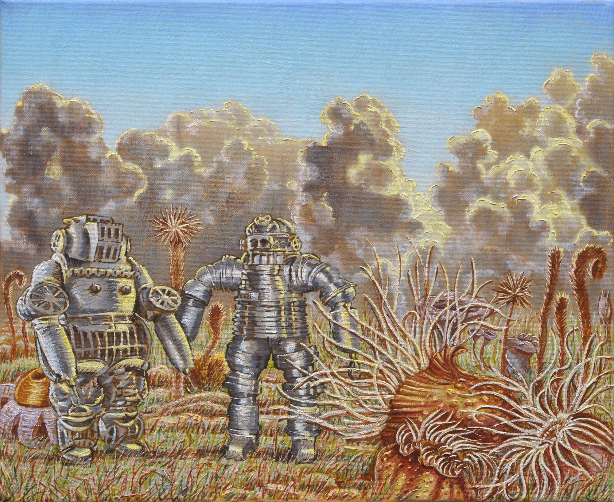 Les paumés, 2021, huile sur toile, 38x46 cm