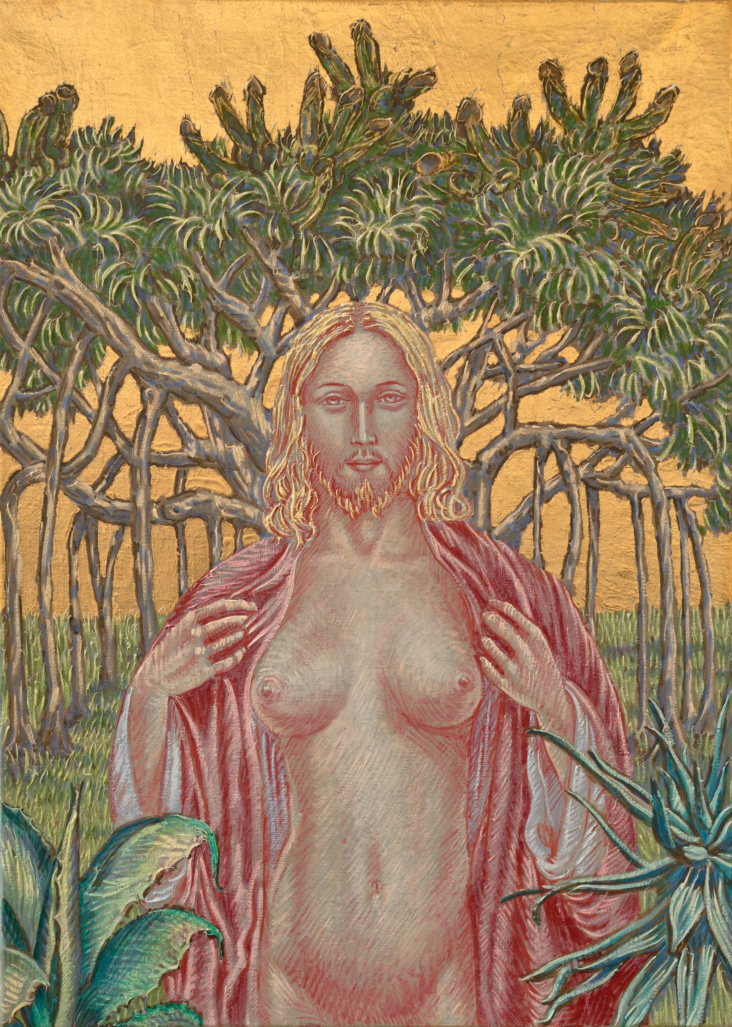 Le sacre corps, 2023, huile et feuille d'or sur toile, 46x33 cm