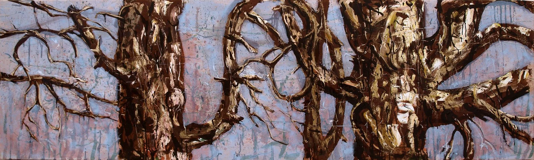 Troncs, 2012, huile sur toile, 55x180 cm