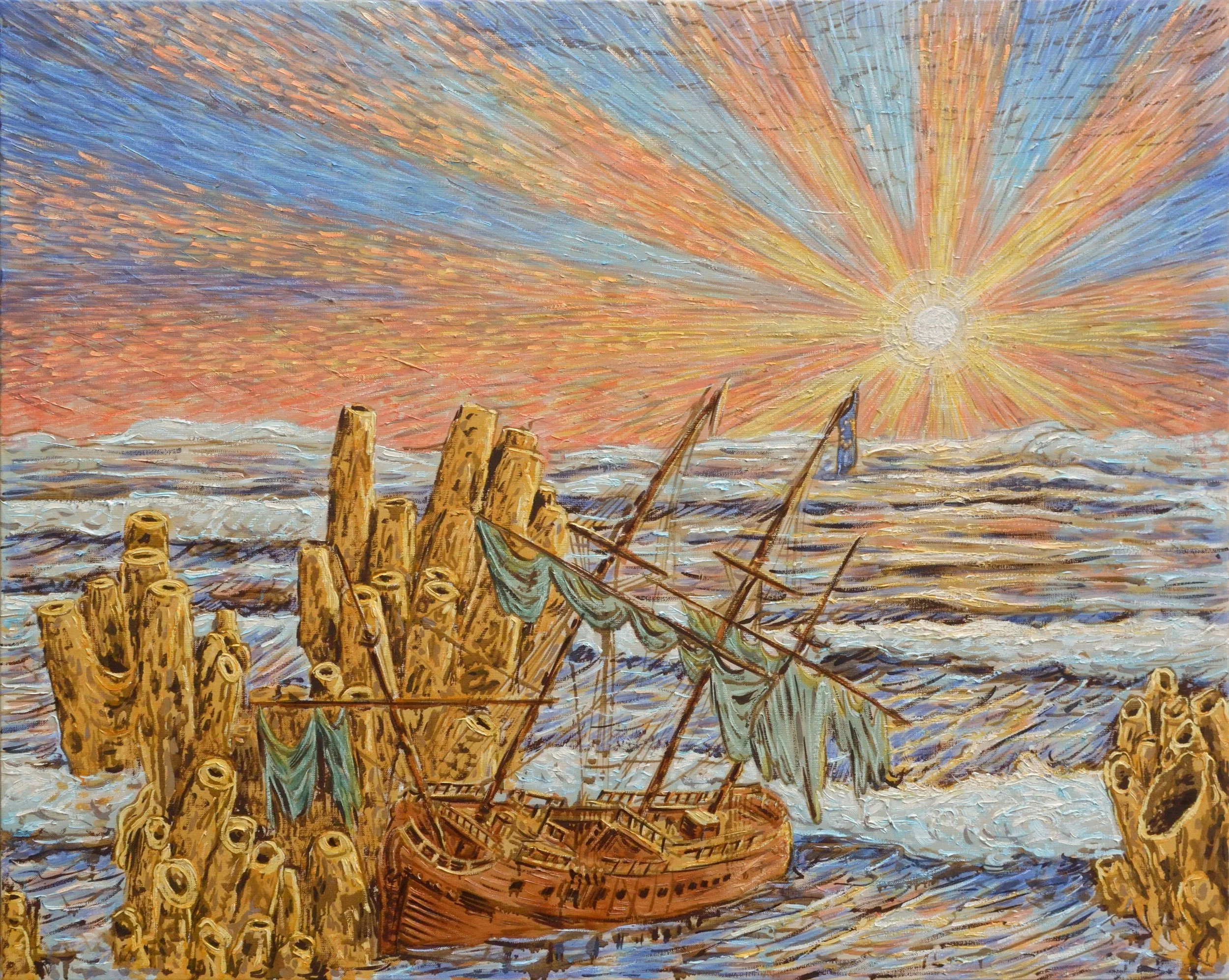 Le naufrage de l'Union, 2020, huile sur toile, 81x100 cm