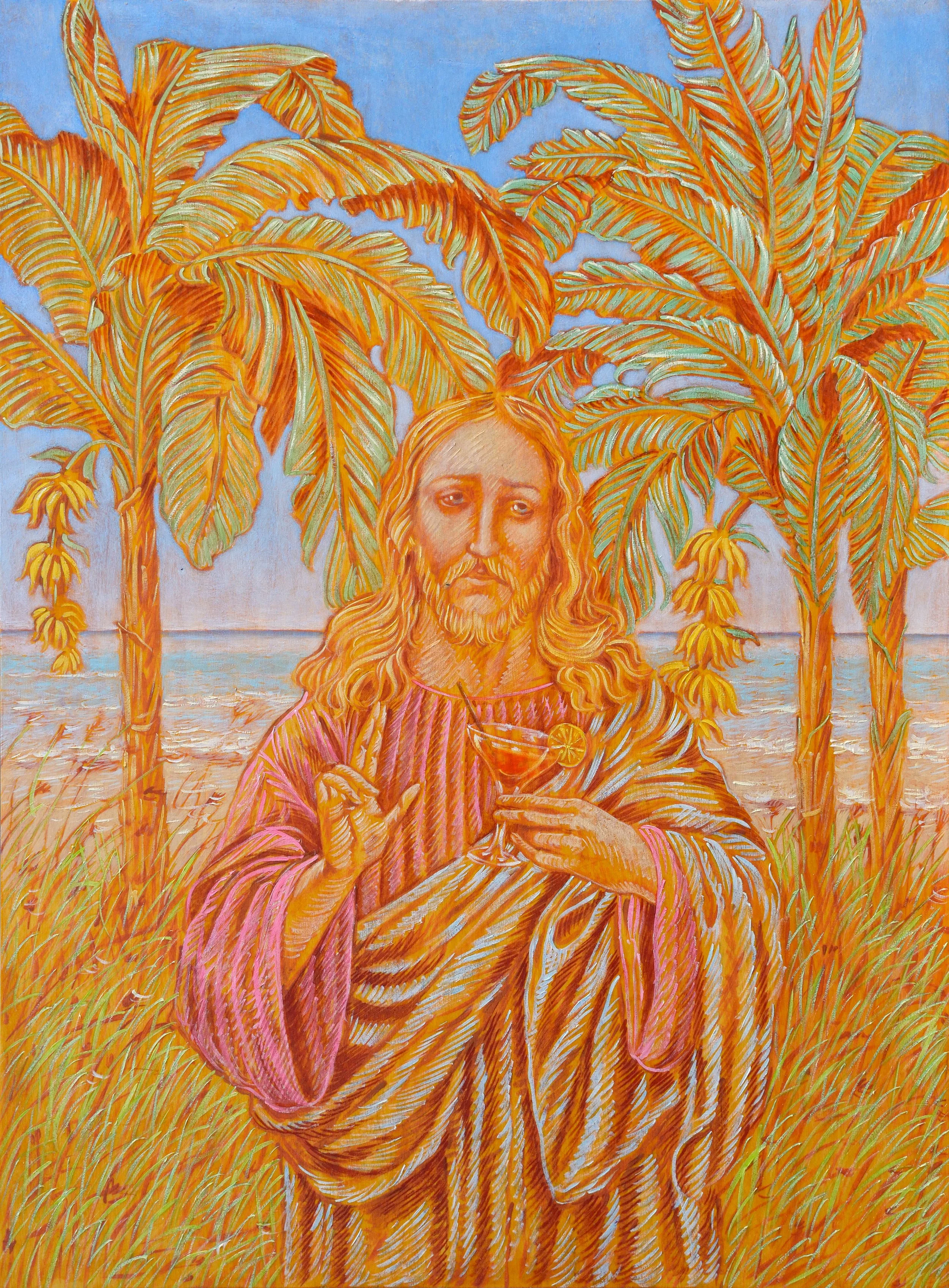Saint Spritz, 2021, huile sur bois, 70x51 cm