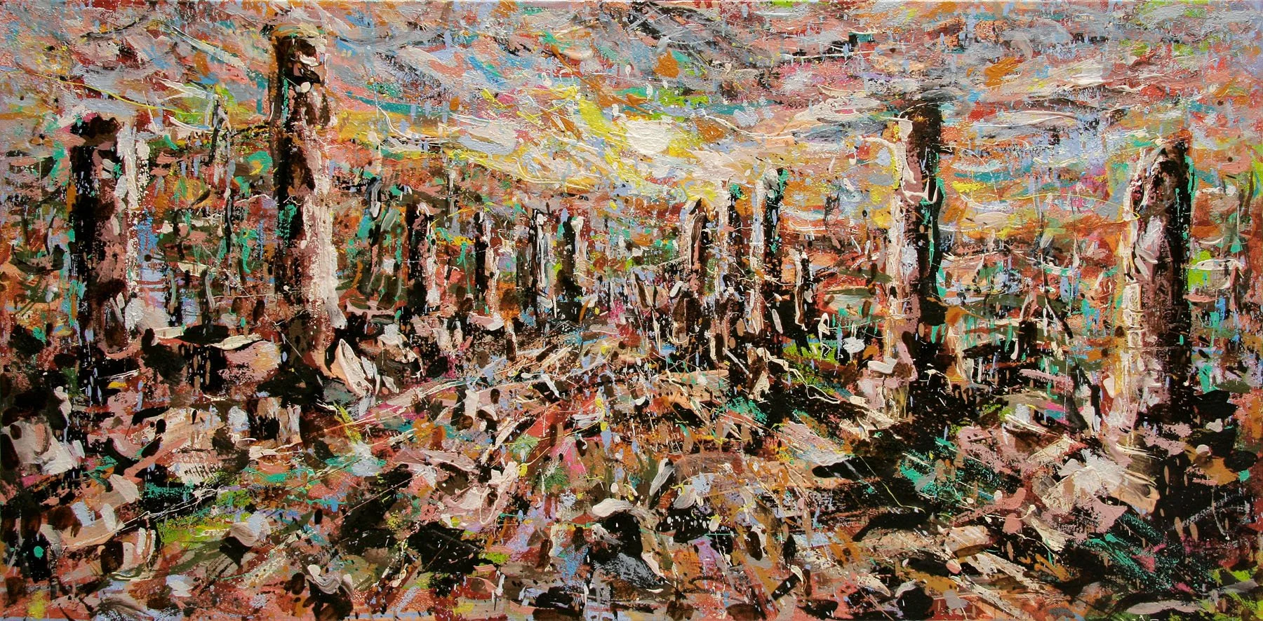 Sur la route, 2007, huile sur toile, 60X120 cm