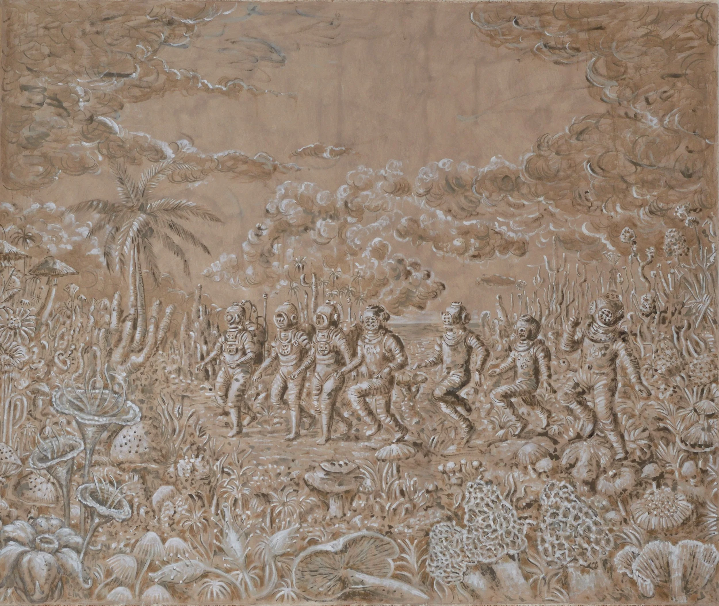 Les sans État, 2025, peinture vinylique sur toile, 160x200cm