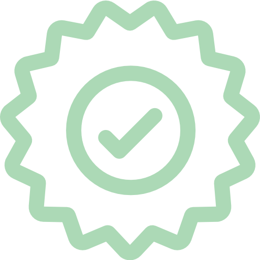 Icono de sello de garantía con una marca de verificación en el centro.