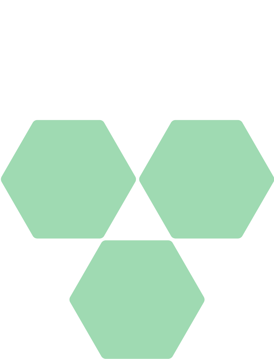 Diagrama de una red en forma de hexágonos de diferentes tamaños y colores, con etiquetas que indican diferentes niveles de conectividad.