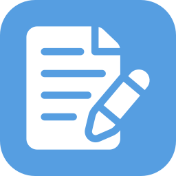 Icon of a document with lines of text and a pencil, representing writing or editing.
