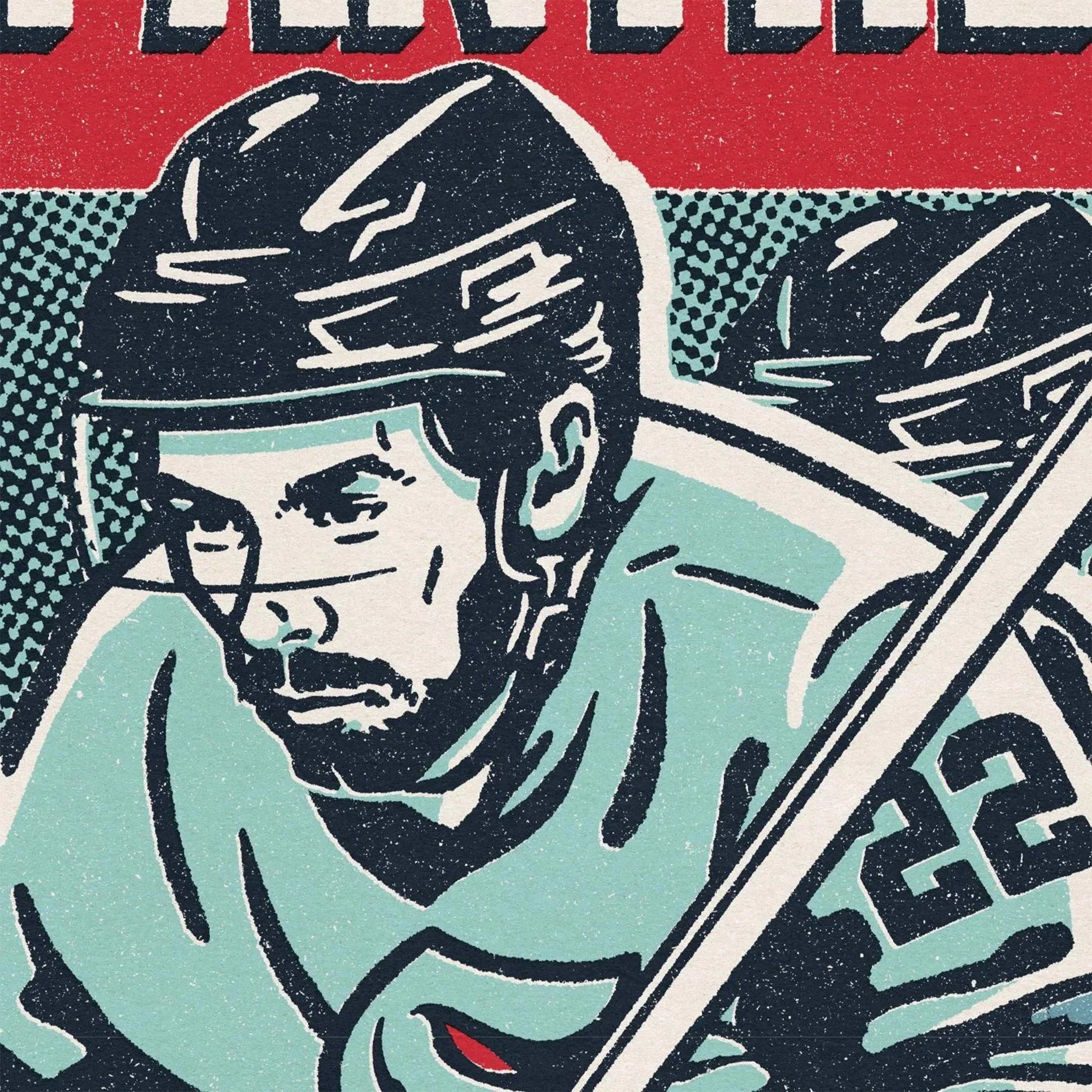 Illustrated poster design for Seattle Kraken Reverse Retro series featuring Bjorkstrand