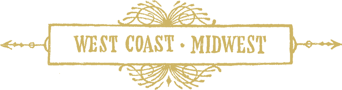 Illustrated badge that reads West Coast, Midwest.