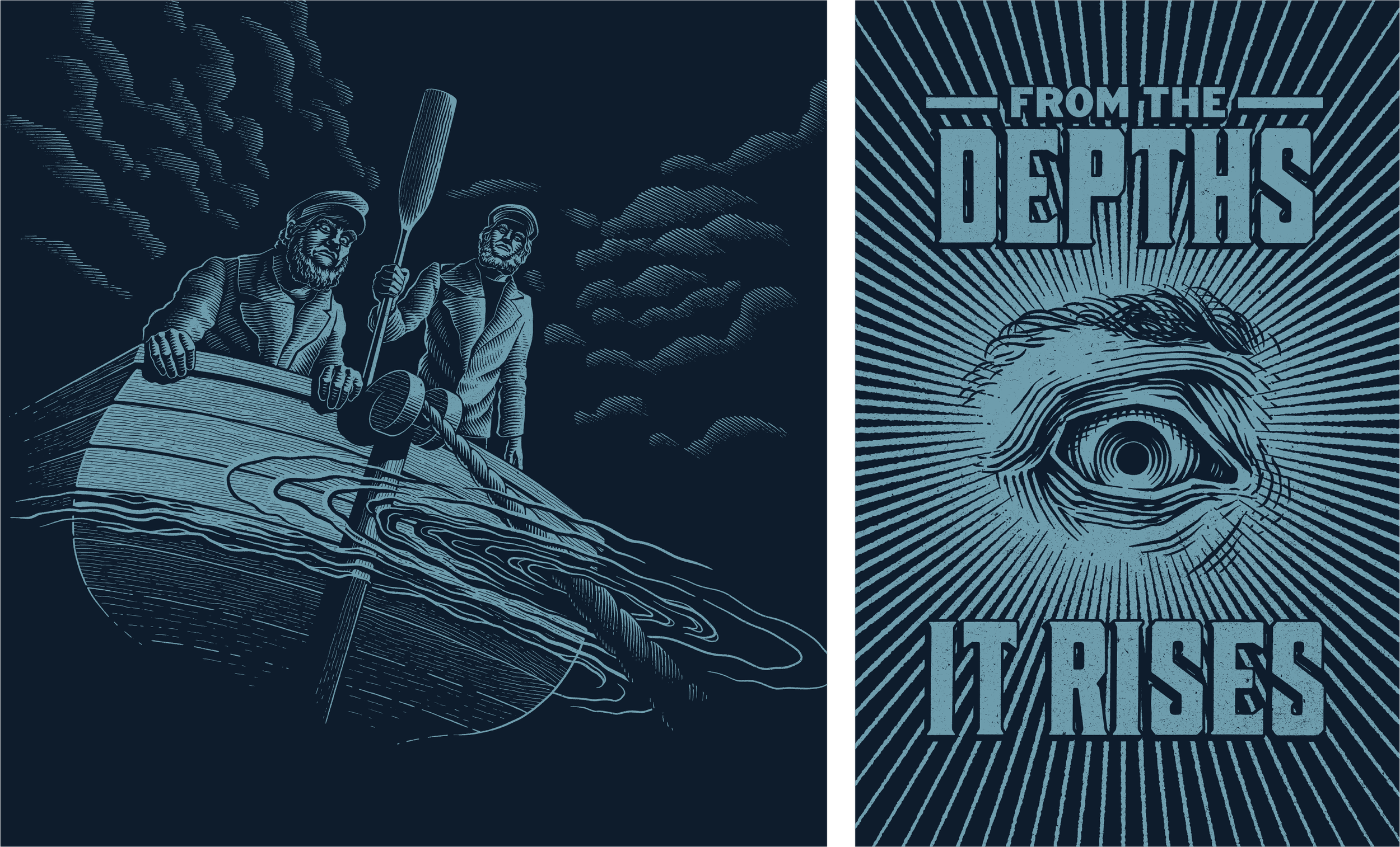 Illustrated whiskey label design for Westland Distillery featuring narrative Kraken concept