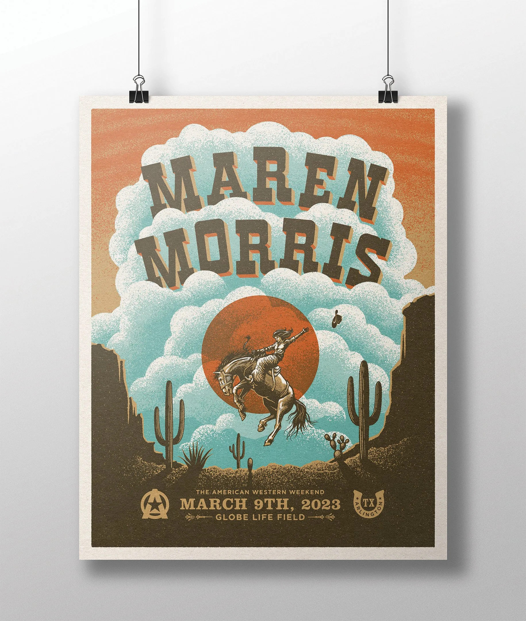 Maren Morris concert poster mockup showing printed design and layout