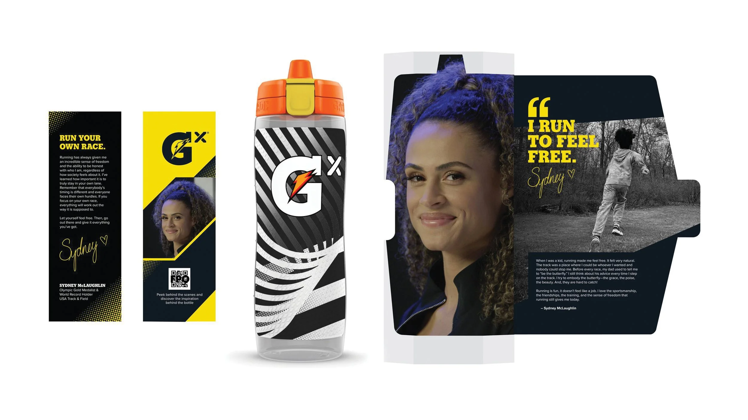 Gatorade athlete campaign kit with coordinated packaging and visual identity
