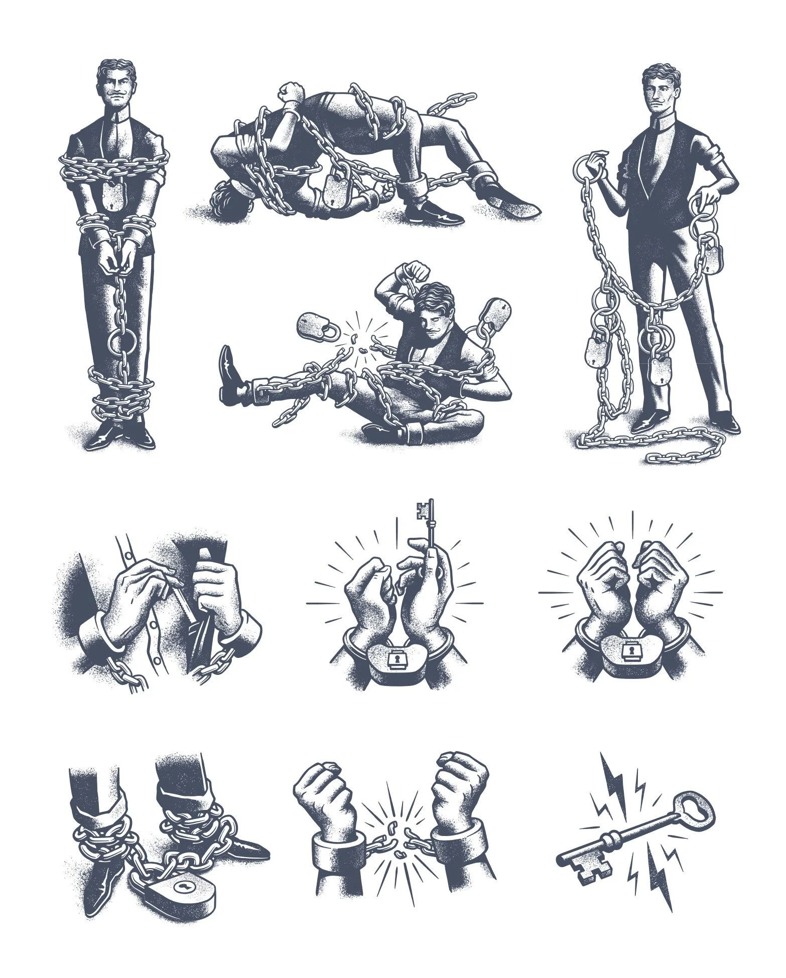 Set of character illustrations for Westland Peat Week whiskey packaging campaign