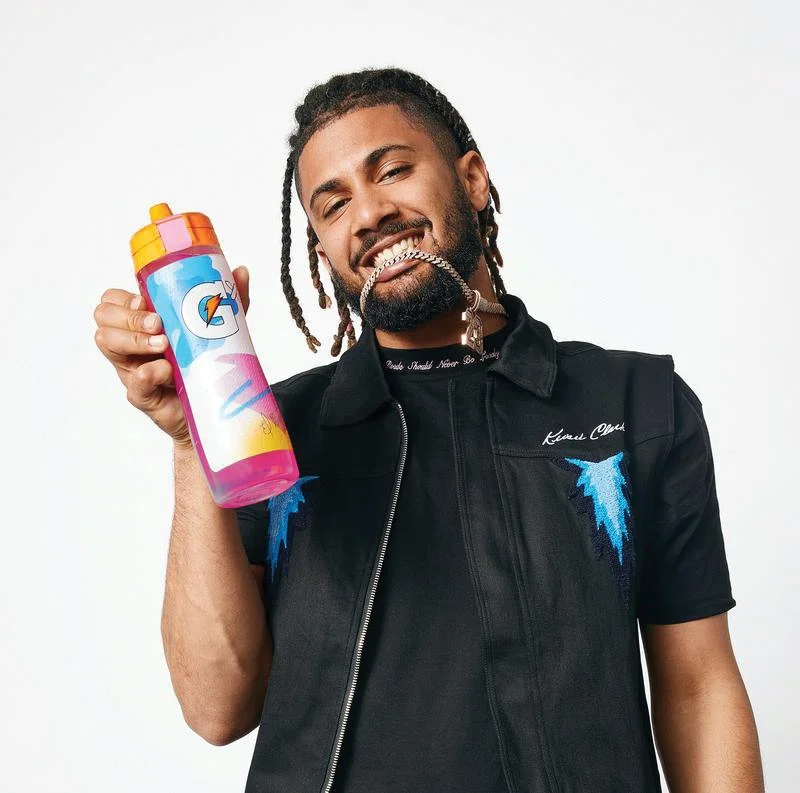 Athlete portrait used in Gatorade packaging and campaign design