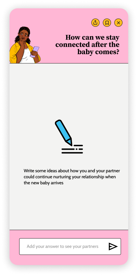 activities with your partner include answering questions together. Answer the question in order to see your partners answer