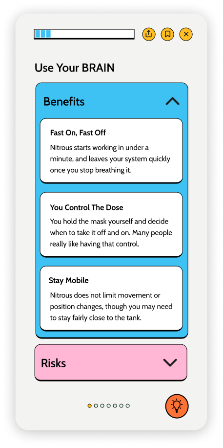 on the next screen, read through the surface level benefits, risks, and alternatives to a particular intervention