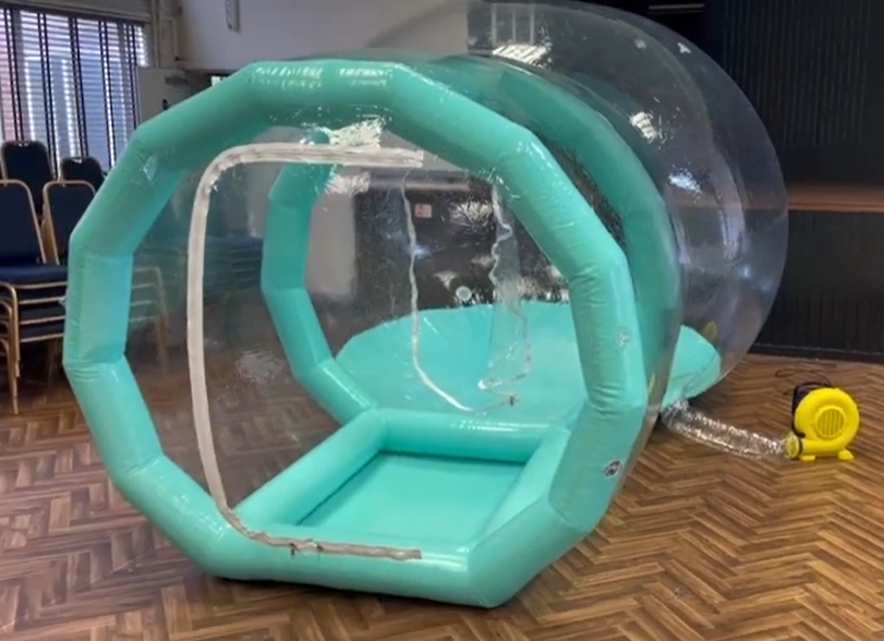 Dome Balloon Bubble Tent. The inflatable bubble tent house is a truly unique addition and gives children hours of fun, the transparent dome gives you a 360-degree - view. Without Balloons - £120.00 per four hours. With Balloons - £175.00 per four hou