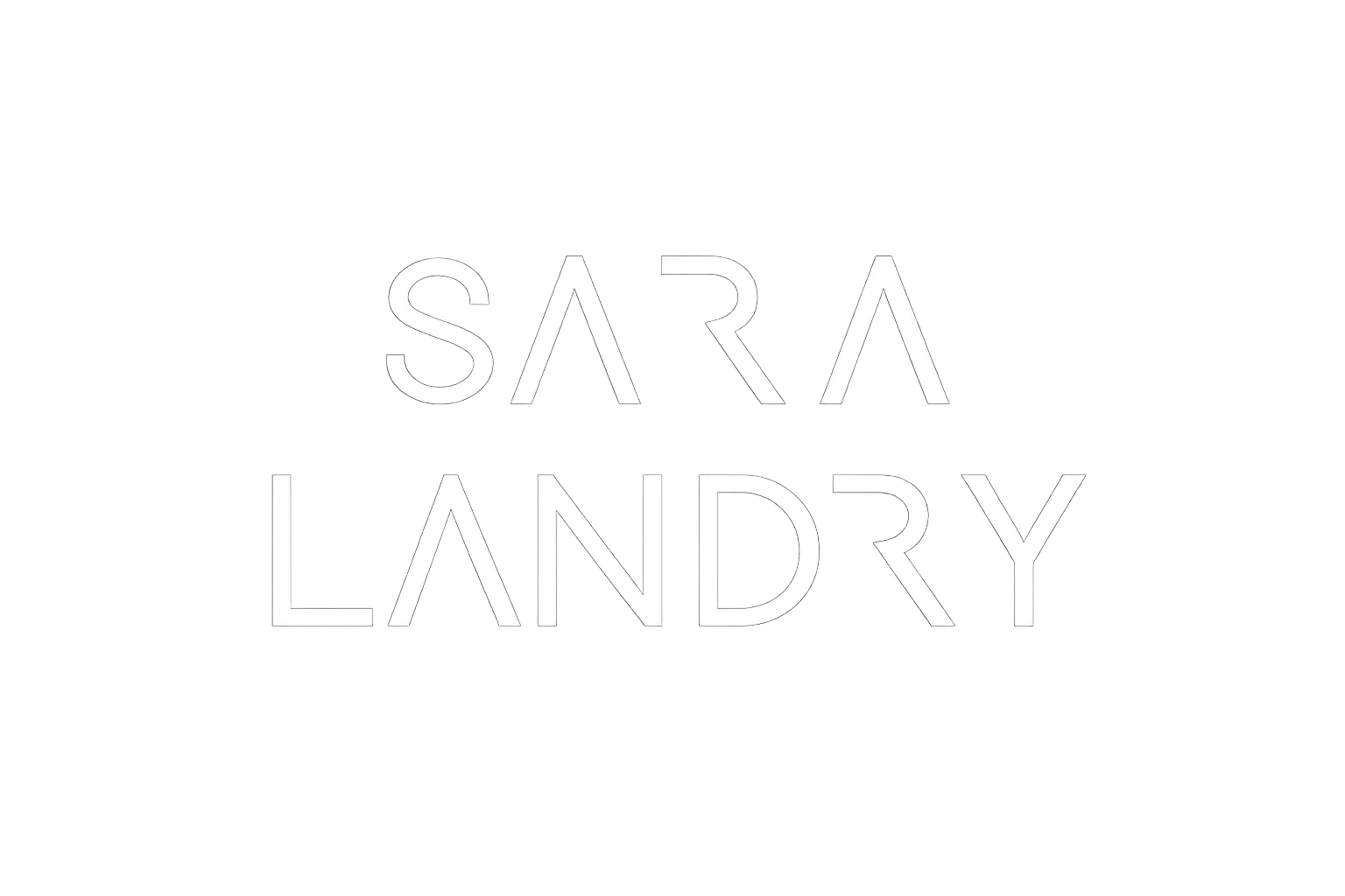 Black background with white neon-style text that reads "Sara Landry".
