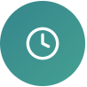Clock icon in a teal circle