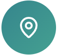 Map pin icon with a circular target inside