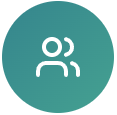 Icon of two persons, one standing and the other sitting, representing a user profile or account.