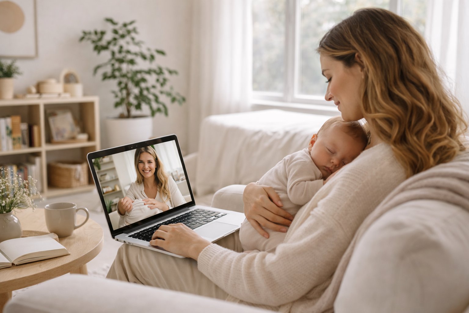 mother receiving breastfeeding support with newborn