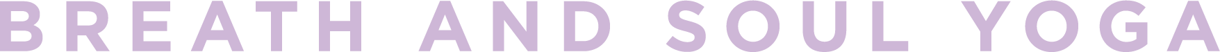 Text reading 'Breathe and Soul Yoga' in purple and lavender colors.