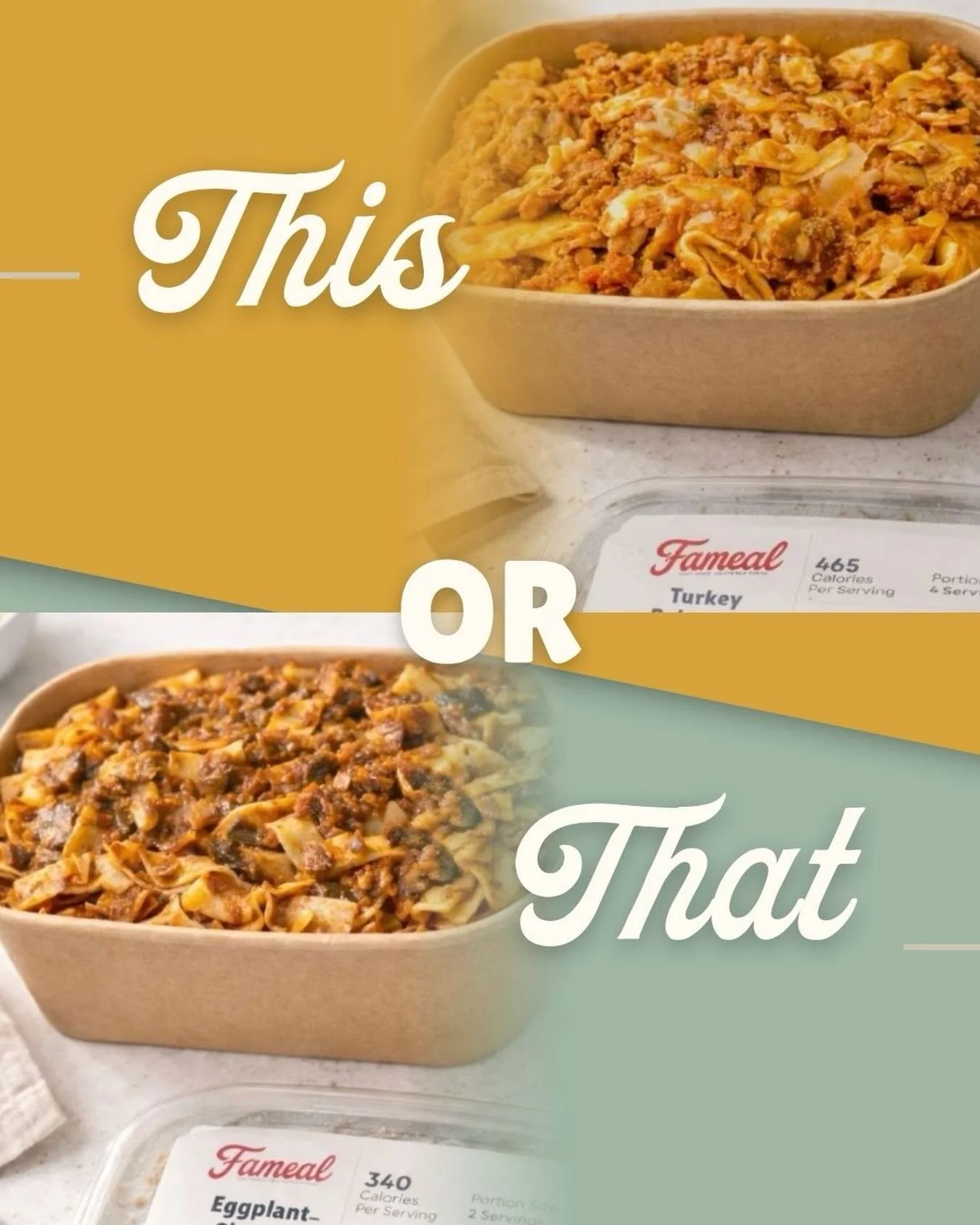 Turkey Bolognese or Mushroom Eggplant Bolognese? Both served with handmade tagliatelle.

And yes&hellip; the Mushroom Eggplant is back for delivery Tuesday, April 21 🍝 If you think you&rsquo;re not into it, I&rsquo;d love the chance to prove you wro