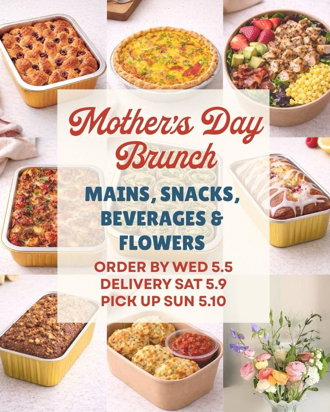 The Mother&rsquo;s Day Brunch menu, Online Store and first collab are now live 💐

This menu is the first in a series of seasonal holiday menus designed to make gathering with family easy.
 Order by Wednesday 5.5 | Delivery Saturday 5.9 | Pick Up Sun