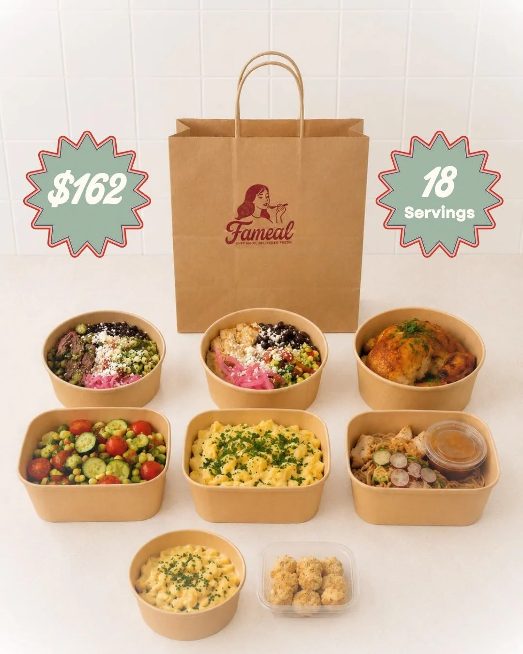 This is what stocking your fridge for the week can look like. That&rsquo;s about $9 per serving for from scratch, chef-made meals, sides, and snacks cooked &amp; delivered fresh. 

Next week&rsquo;s menu will go live tomorrow. Get your orders in befo