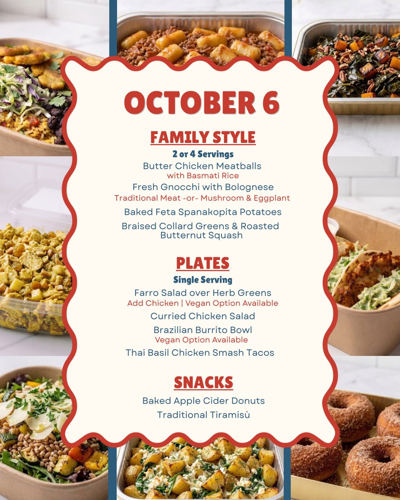 Most of this week&rsquo;s menu is staying exactly as it is, because you all keep ordering it. A couple of updates worth knowing:

The Braised Collard Greens &amp; Roasted Butternut Squash are getting a bigger portion this week. Same dish, more of it.