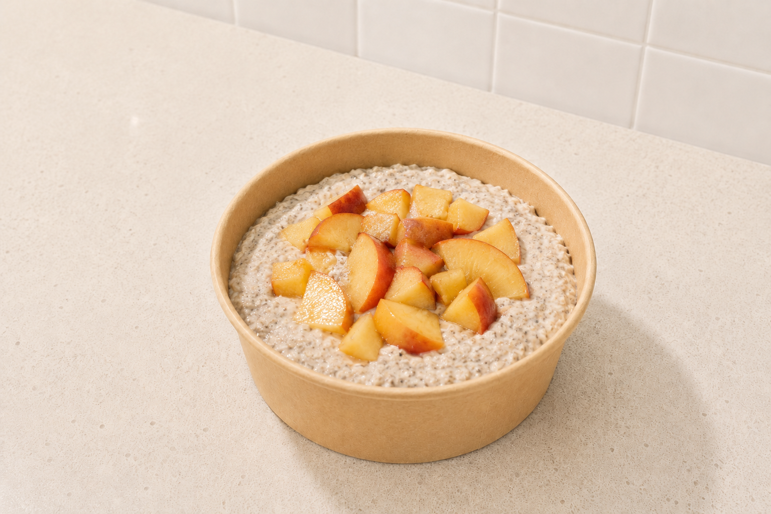 Plate: Peaches & Cream Overnight Oats (V)