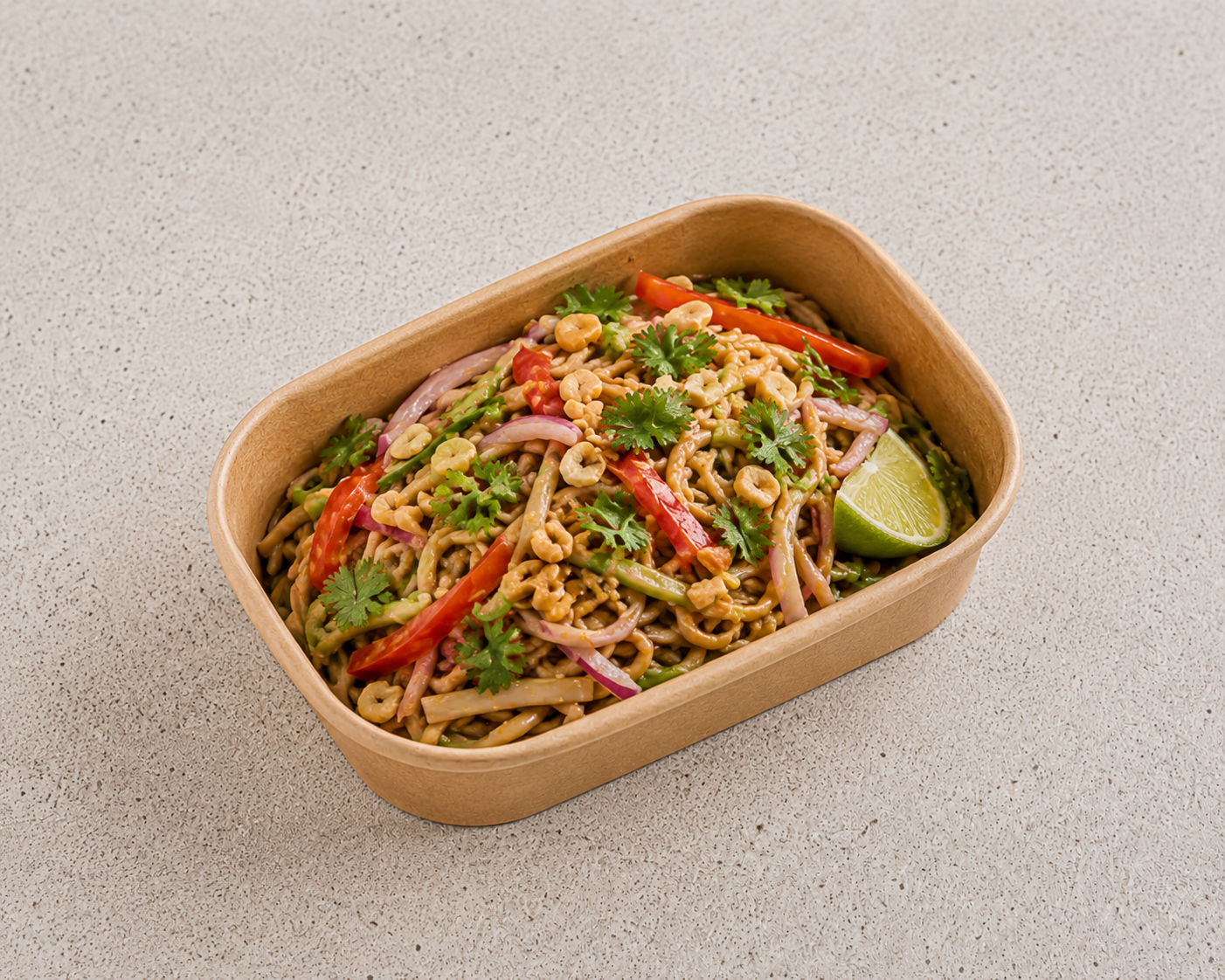 Plate: Cold Noodle Salad with Spicy Peanut Sauce