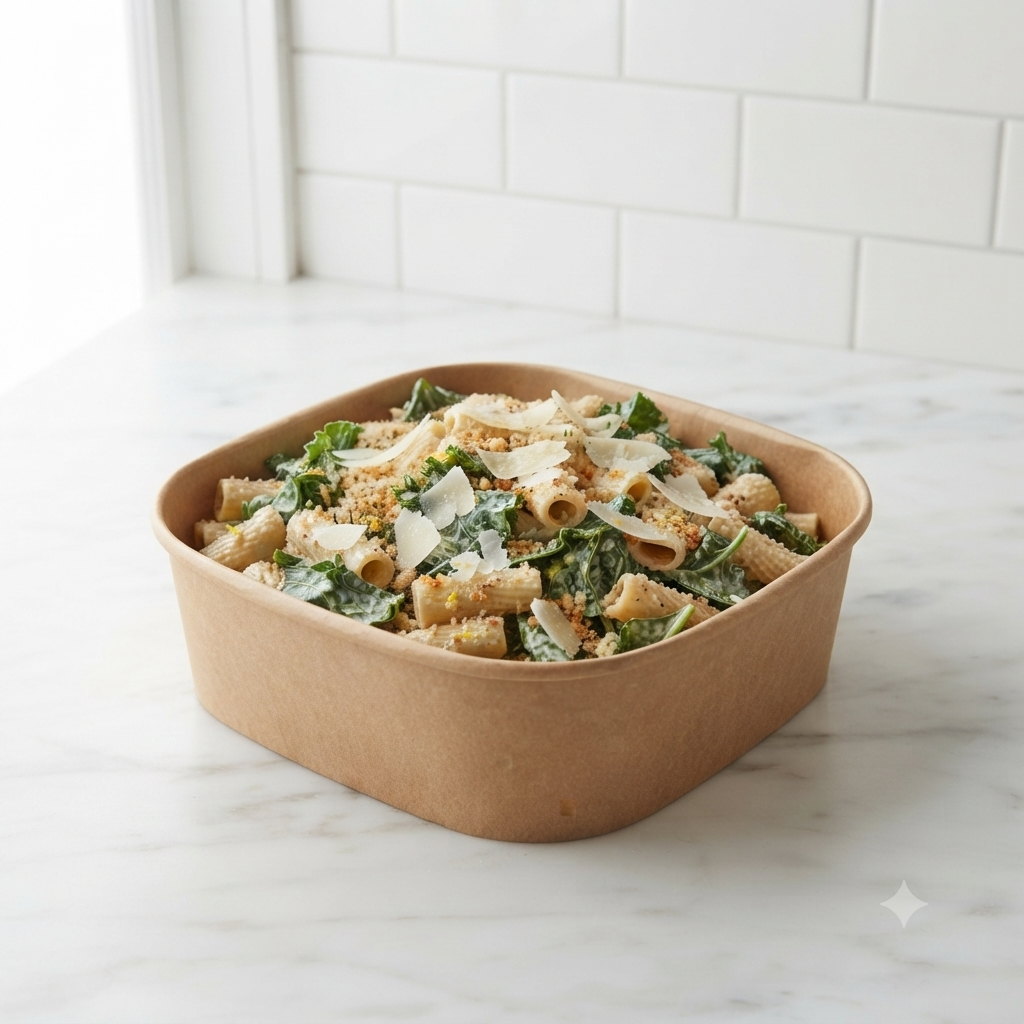 Family Style: Kale Caesar Pasta Salad