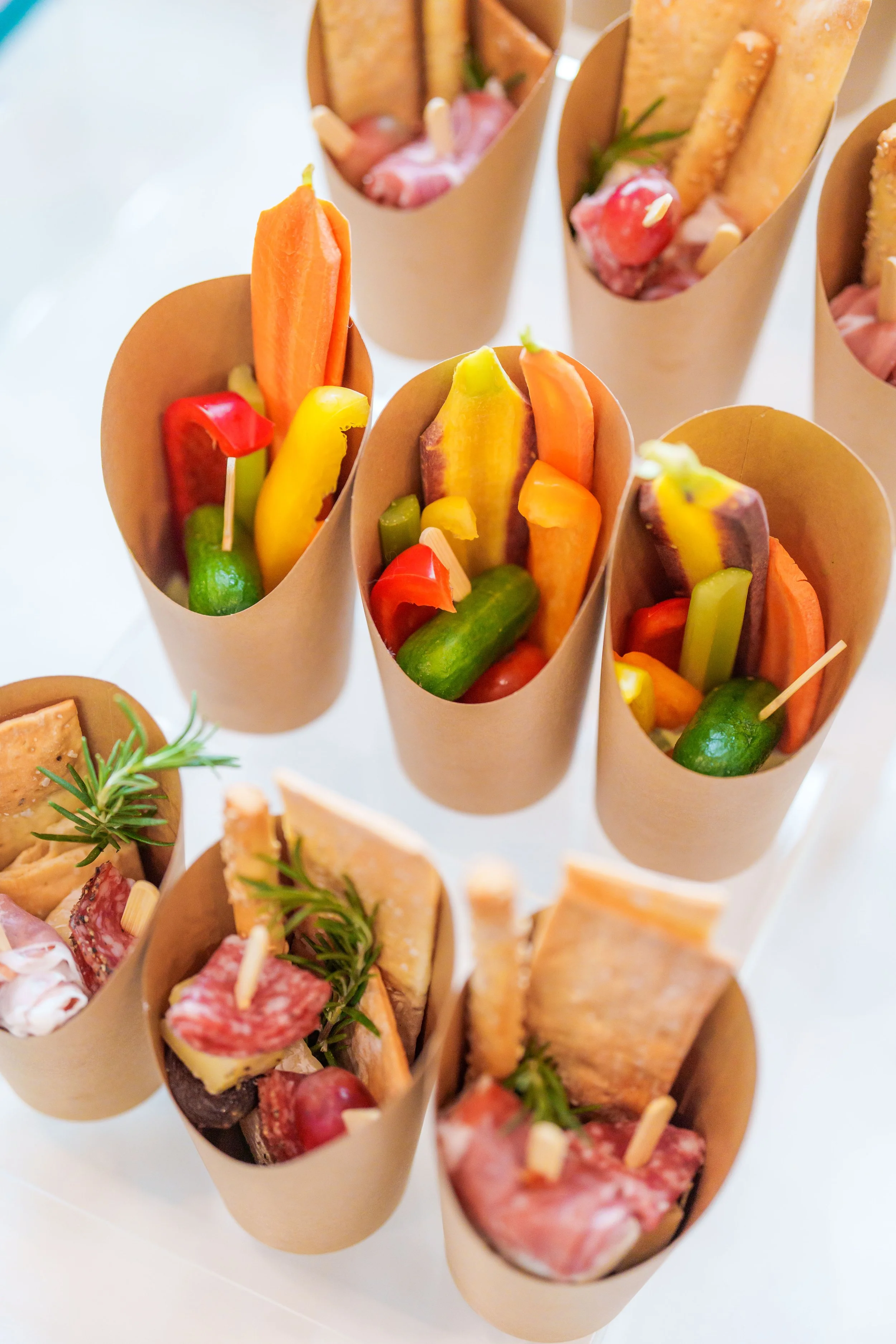 Individual Cups of Charcuterie and Crudite