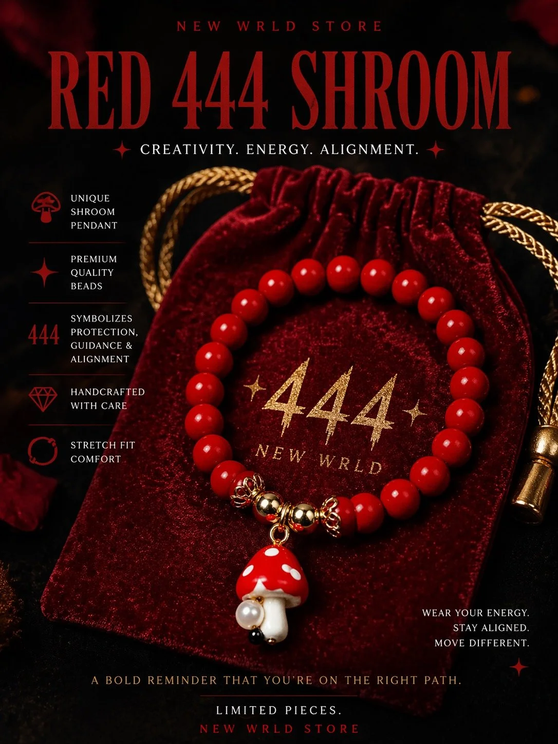 Red 444 Shroom Bracelet