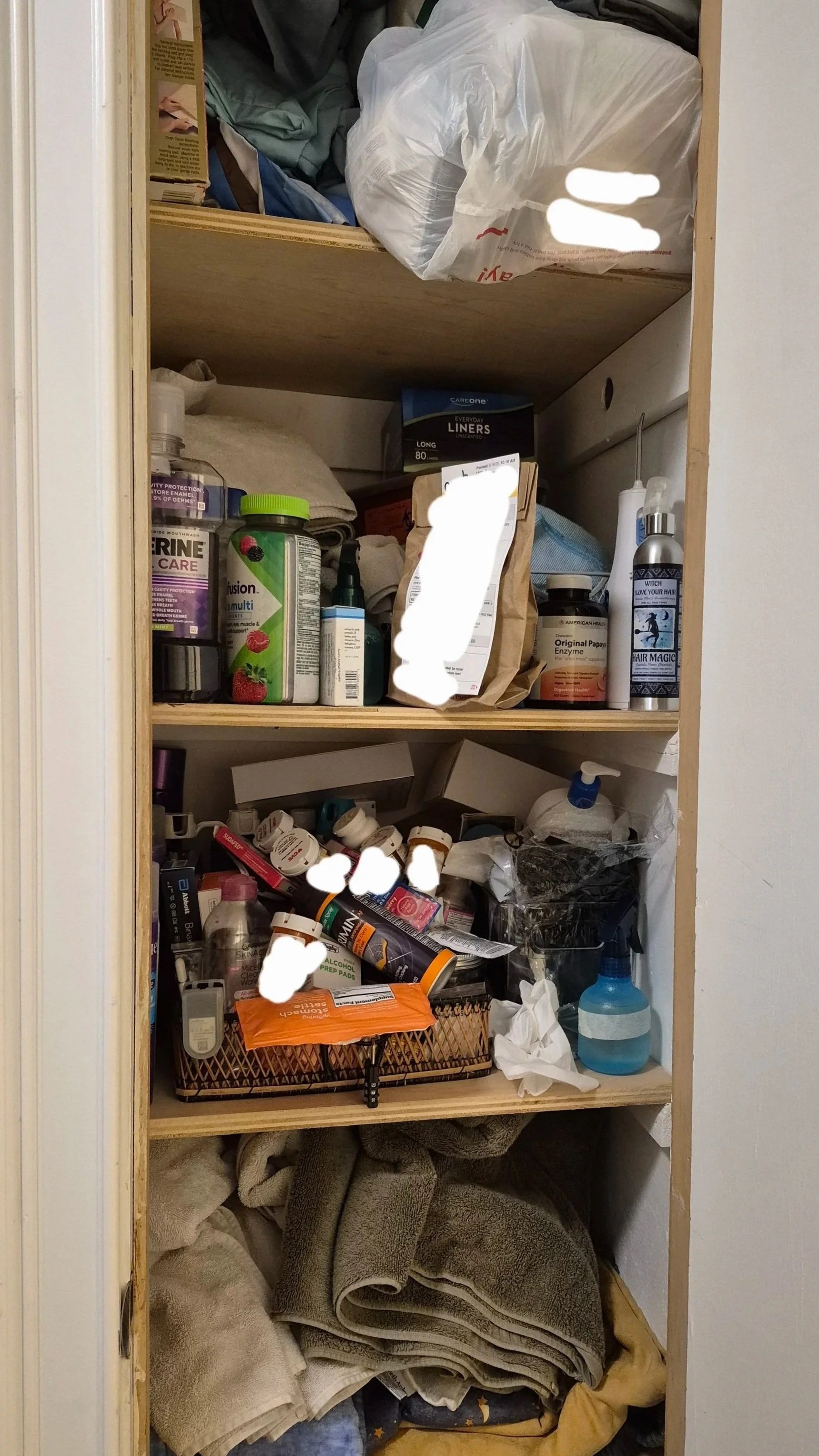 Linen closet before